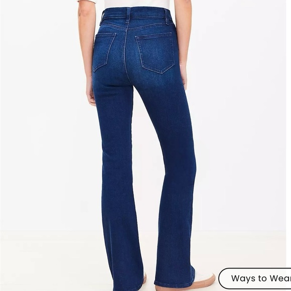 EUC PETITE LOFT HIGH RISE SLIM FLARE JEAN 
DARK WASH SIZE 2 - Picture 2 of 7